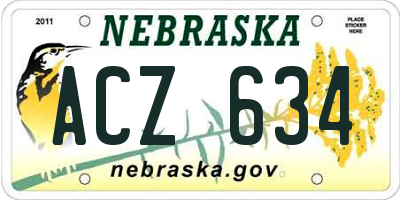 NE license plate ACZ634