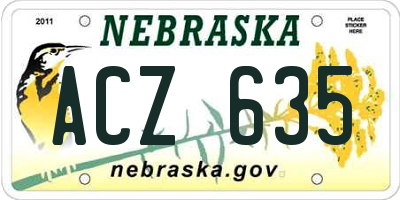 NE license plate ACZ635