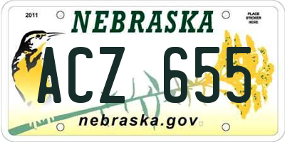 NE license plate ACZ655