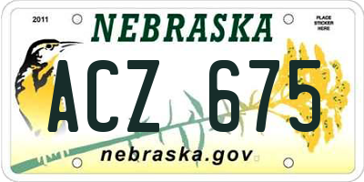 NE license plate ACZ675