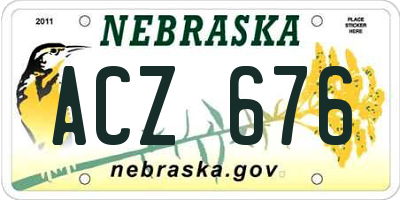 NE license plate ACZ676