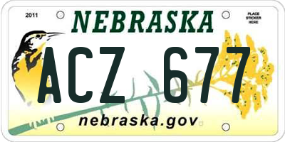NE license plate ACZ677