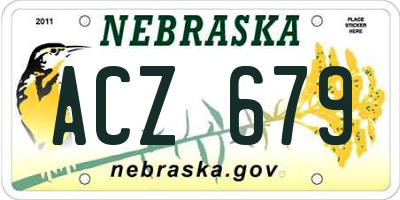 NE license plate ACZ679