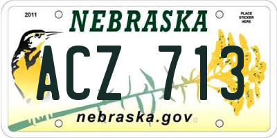 NE license plate ACZ713