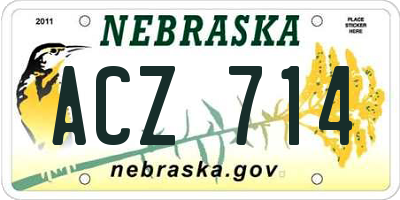 NE license plate ACZ714