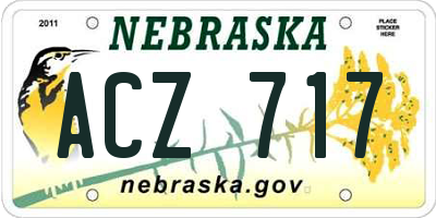 NE license plate ACZ717