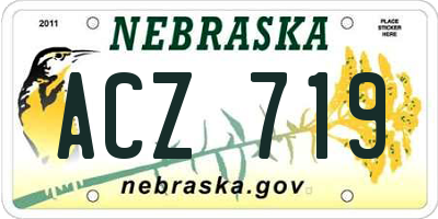 NE license plate ACZ719
