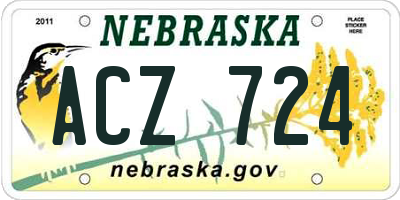 NE license plate ACZ724