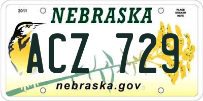 NE license plate ACZ729