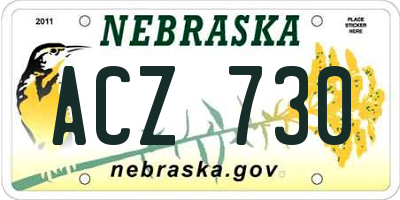 NE license plate ACZ730