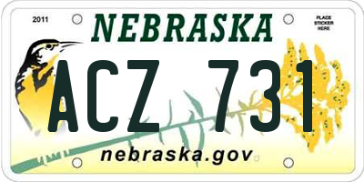 NE license plate ACZ731