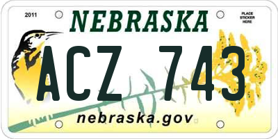 NE license plate ACZ743