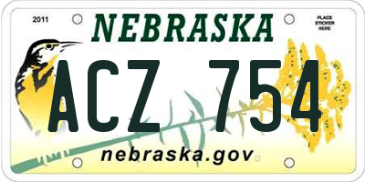 NE license plate ACZ754
