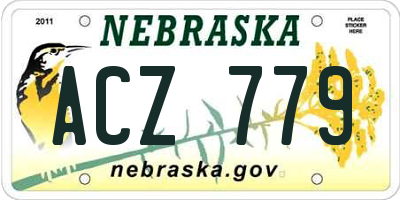 NE license plate ACZ779