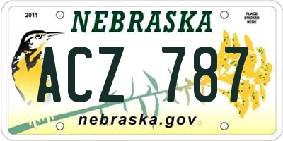 NE license plate ACZ787