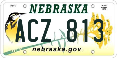 NE license plate ACZ813