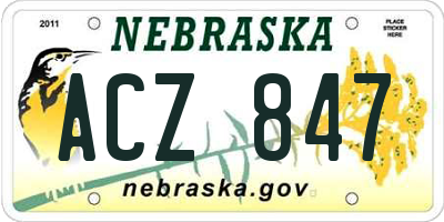 NE license plate ACZ847