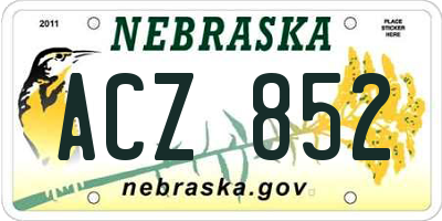 NE license plate ACZ852