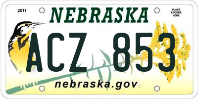NE license plate ACZ853