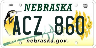 NE license plate ACZ860