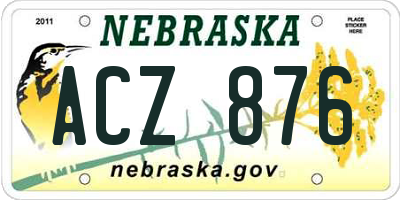 NE license plate ACZ876