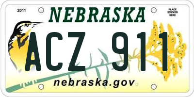 NE license plate ACZ911