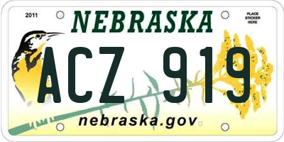 NE license plate ACZ919