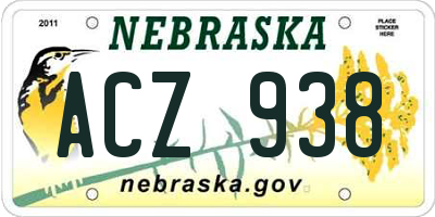 NE license plate ACZ938