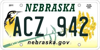 NE license plate ACZ942