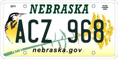 NE license plate ACZ968