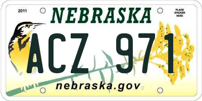 NE license plate ACZ971
