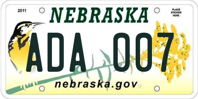 NE license plate ADA007