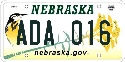 NE license plate ADA016