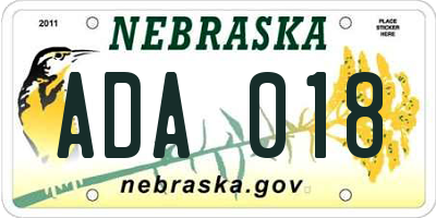 NE license plate ADA018