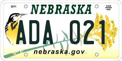 NE license plate ADA021