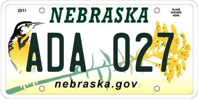 NE license plate ADA027