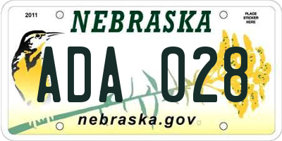 NE license plate ADA028