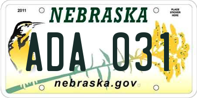 NE license plate ADA031