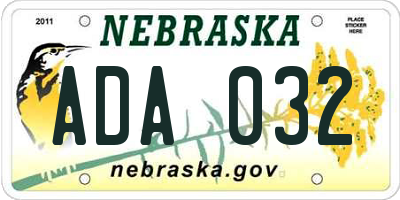 NE license plate ADA032