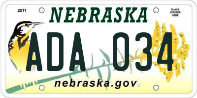 NE license plate ADA034