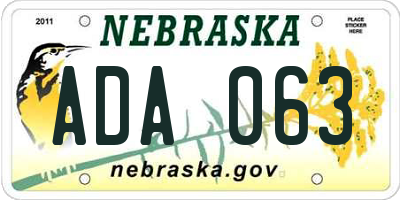 NE license plate ADA063