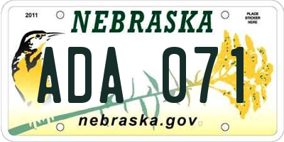 NE license plate ADA071