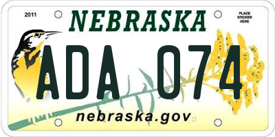 NE license plate ADA074