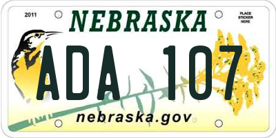 NE license plate ADA107