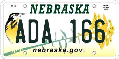NE license plate ADA166
