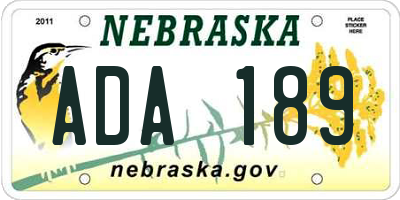NE license plate ADA189