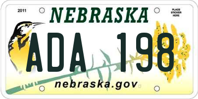 NE license plate ADA198