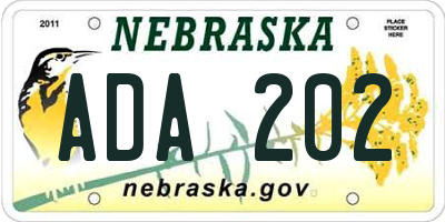 NE license plate ADA202