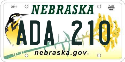 NE license plate ADA210