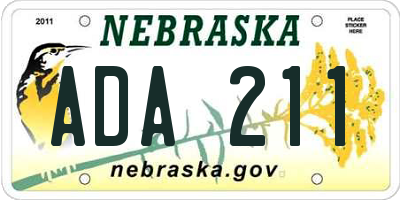 NE license plate ADA211